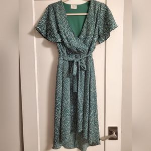 EUC Green Dress White Polka Dots Sienna Sky Size 4